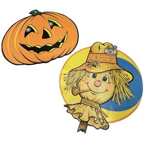 2 Vintage Beistle 1970s Halloween Die Cuts Pumpkin Pumpkin Paper Cut Outs Decor